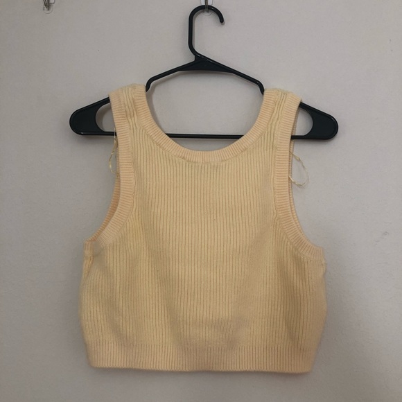 NEW ZARA Yellow Knit Sweater Crop Tank - Picture 2 of 5